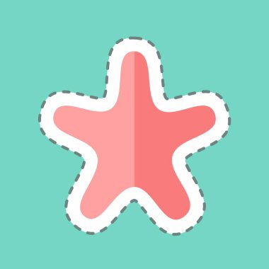 Çıkartma çizgisi Denizyıldızı 'nı kesti. Deniz sembolü için uygun. Basit dizayn edilebilir. tasarım şablonu. Basit gösterim