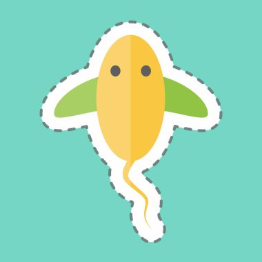 Çıkartma hattı Ray Fish 'i kesti. Deniz sembolü için uygun. Basit dizayn edilebilir. tasarım şablonu. Basit gösterim