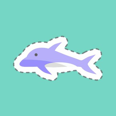 Çıkartma çizgisi Yunus 'u kesti. Deniz sembolü için uygun. Basit dizayn edilebilir. tasarım şablonu. Basit gösterim