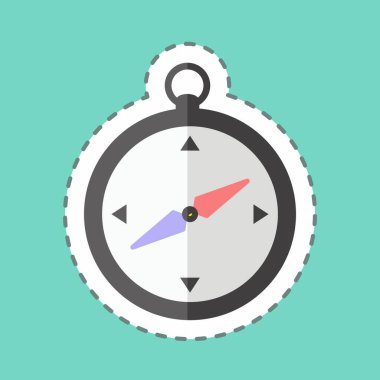 Etiket hattı pusulayı kesti. Deniz sembolü için uygun. Basit dizayn edilebilir. tasarım şablonu. Basit gösterim