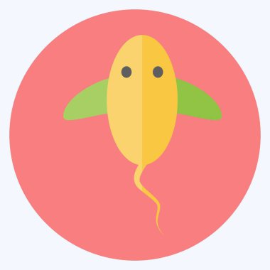 Icon Ray Fish. Deniz sembolü için uygun. Düz stil. Basit dizayn edilebilir. tasarım şablonu. Basit gösterim