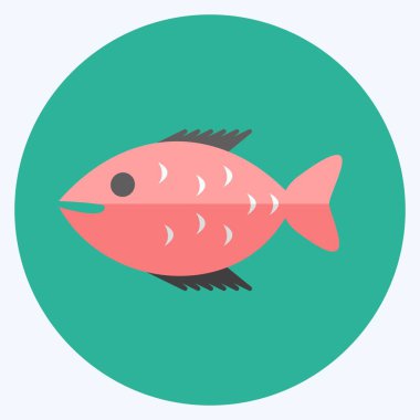 Simge Balığı. Deniz sembolü için uygun. Düz stil. Basit dizayn edilebilir. tasarım şablonu. Basit gösterim