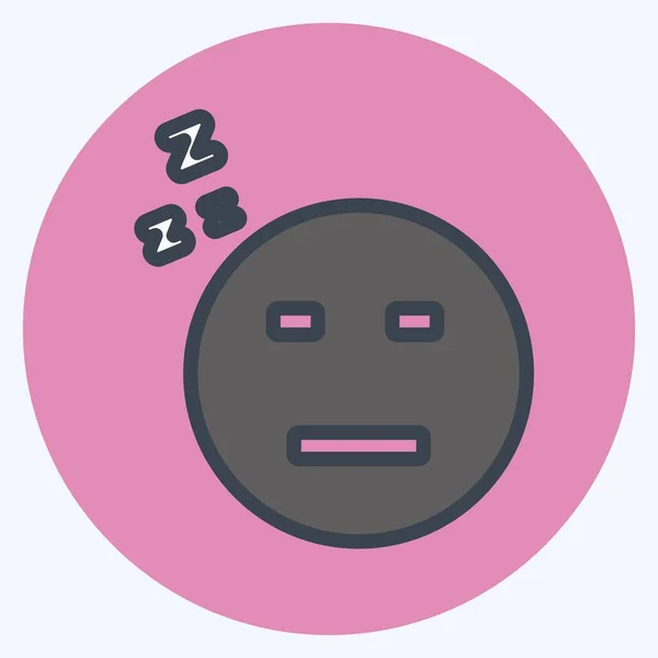 Icon Emoticon Sleepy Suitable Emoticon Symbol Color Mate Style Simple — Stockový vektor