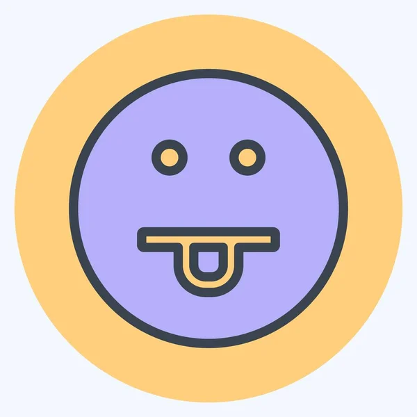 Ikoon Emoticon Tong Geschikt Voor Emoticon Symbool Kleurmaat Stijl Eenvoudig — Stockvector
