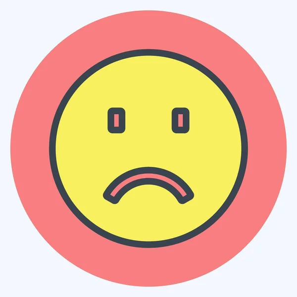 Icon Emoticon Sadness Suitable Emoticon Symbol Color Mate Style Simple — Stock Vector