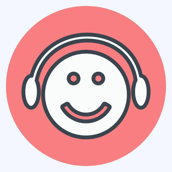 Icon Emoticon Music Player Suitable Emoticon Symbol Color Mate Style — Image vectorielle