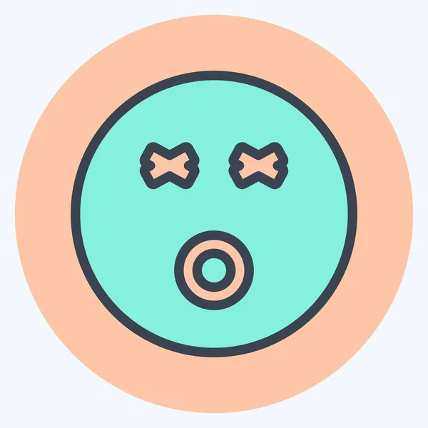 Icon Emoticon Dizzy Suitable Emoticon Symbol Color Mate Style Simple — Vector de stock