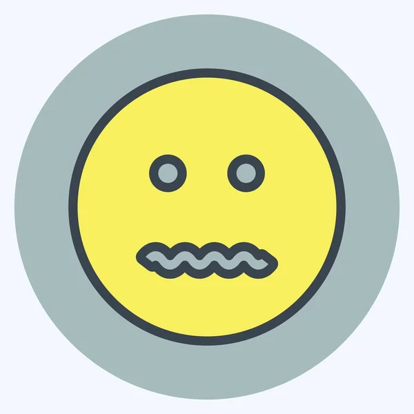 Icon Emoticon Annulled Suitable Emoticon Symbol Color Mate Style Simple — Vetor de Stock