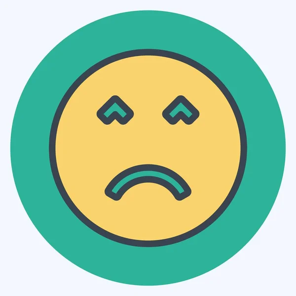 Ikona Emoticon Angry Face Nadaje Się Symbolu Emoticon Styl Kolorystyczny — Wektor stockowy