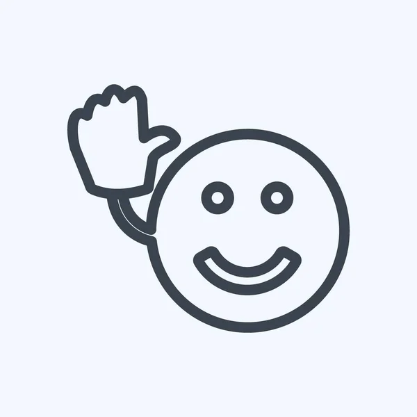 Ikon Emoticon Bye Cocok Untuk Simbol Emoticon Gaya Garis Desain - Stok Vektor