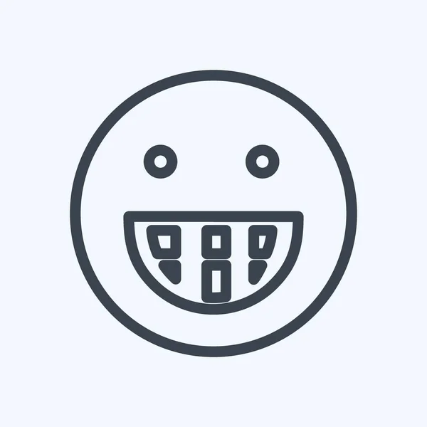Icon Emoticon Big Grin Suitable Emoticon Symbol Line Style Simple — стоковый вектор