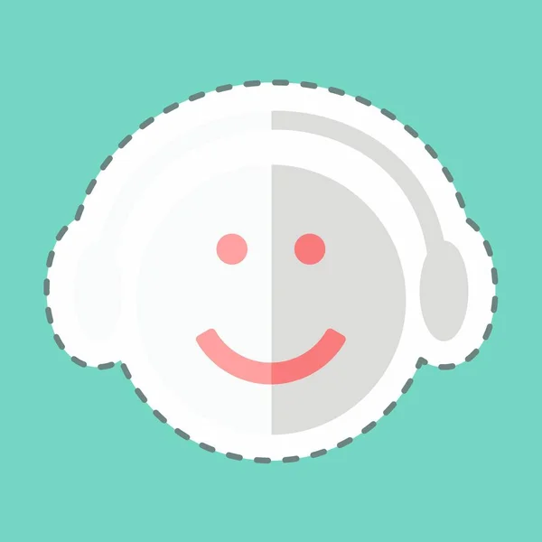 Sticker Line Cut Emoticon Music Player Suitable Emoticon Symbol Simple — Stock Vector