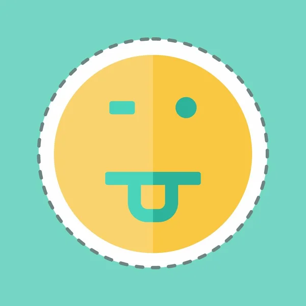 Sticker Line Cut Emoticon Drooling Suitable Emoticon Symbol Simple Design — Vetor de Stock