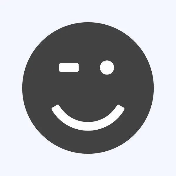 Icon Emoticon Winking Suitable Emoticon Symbol Glyph Style Simple Design — Stockvektor