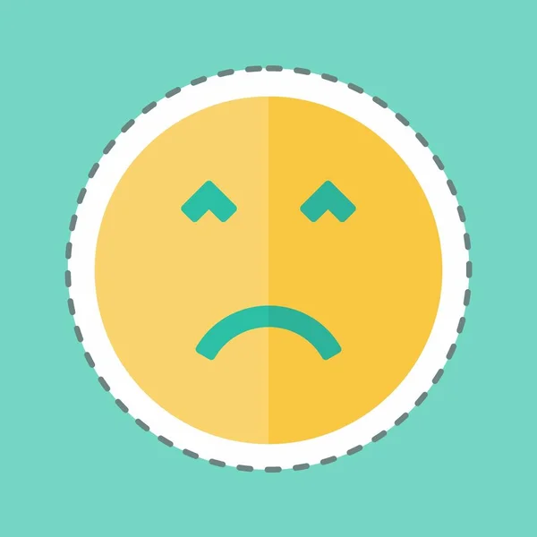 Sticker Line Cut Emoticon Angry Face Suitable Emoticon Symbol Simple — Vettoriale Stock
