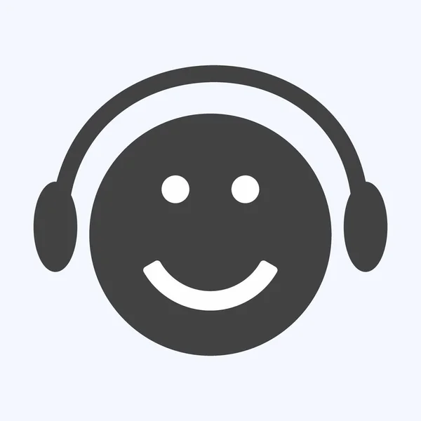 Icon Emoticon Music Player Suitable Emoticon Symbol Glyph Style Simple — Vettoriale Stock