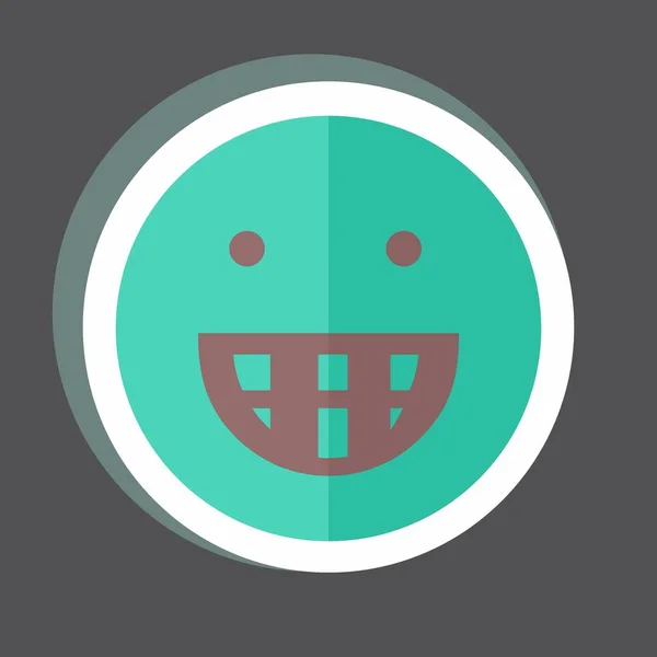 Sticker Emoticon Grote Grijns Geschikt Voor Emoticon Symbool Eenvoudig Ontwerp — Stockvector