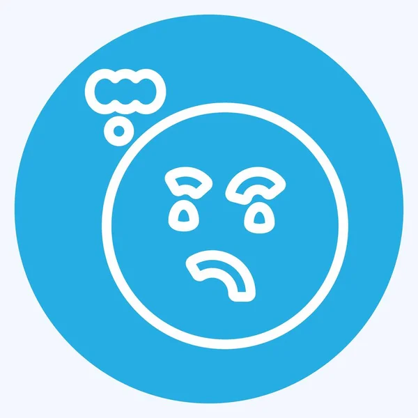 Icon Emoticon Thinking Suitable Emoticon Symbol Blue Eyes Style Simple — 스톡 벡터