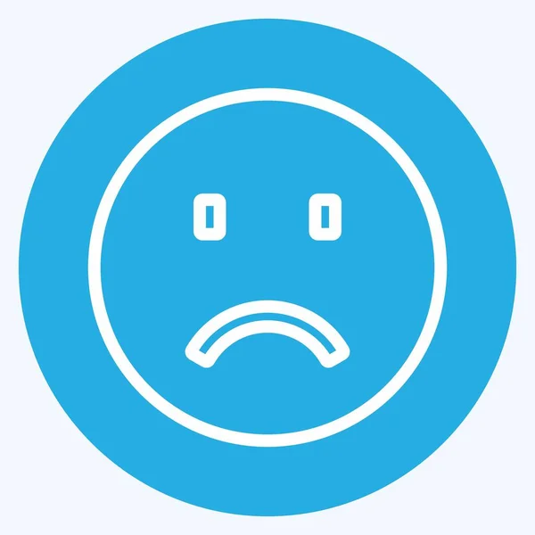 Ícone Emoticon Tristeza Adequado Para Símbolo Emoticon Estilo Olhos Azuis — Vetor de Stock