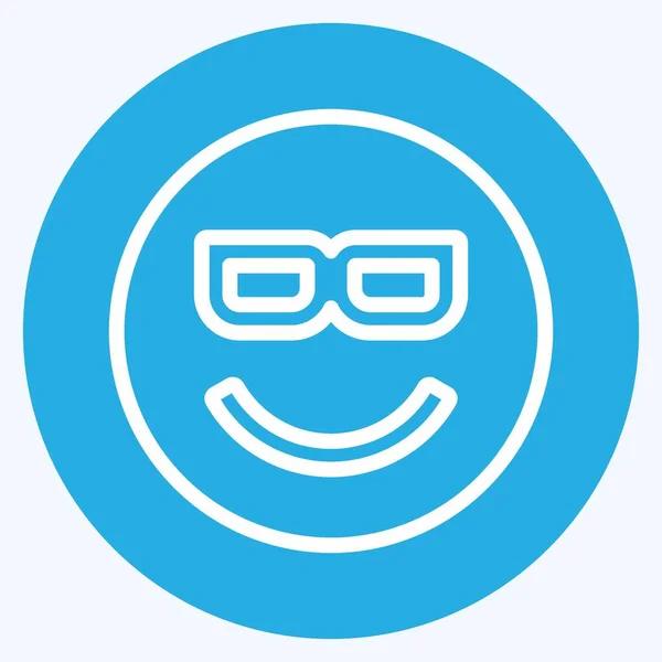 Icon Emoticon Cool Suitable Emoticon Symbol Blue Eyes Style Simple —  Vetores de Stock