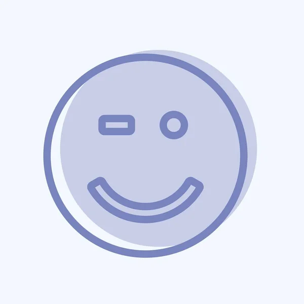 Icône Emoticon Winking Adapté Symbole Emoticon Style Deux Tons Conception — Image vectorielle
