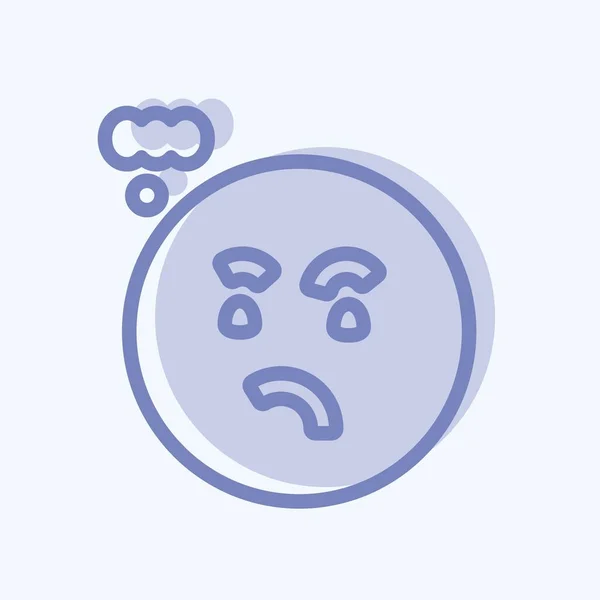 Icono Emoticon Thinking Adecuado Para Emoticon Símbolo Estilo Dos Tonos — Vector de stock