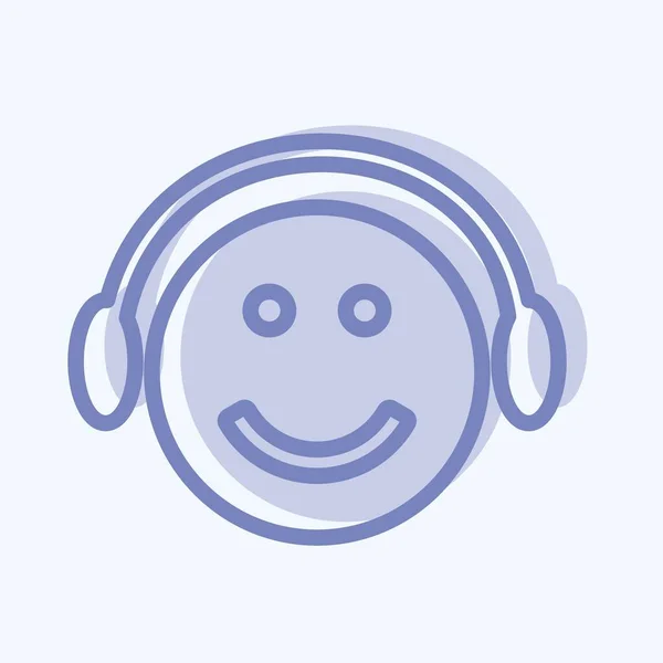 Icon Emoticon Music Player Suitable Emoticon Symbol Two Tone Style — Image vectorielle