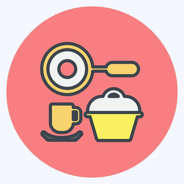 Set Cocina Icono Adecuado Para Símbolo Comunitario Estilo Mate Color — Archivo Imágenes Vectoriales