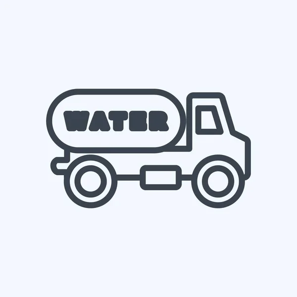 Icon Water Truck Suitable Community Symbol Line Style Simple Design — Vettoriale Stock