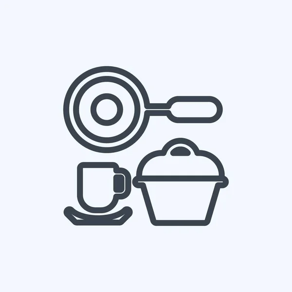 Icon Küchenset Vorhanden Geeignet Für Gemeinschaftssymbol Linienstil Einfaches Design Editierbar — Stockvektor