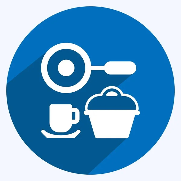 Icon Kitchen Set Suitable Community Symbol Long Shadow Style Simple — Stockvektor