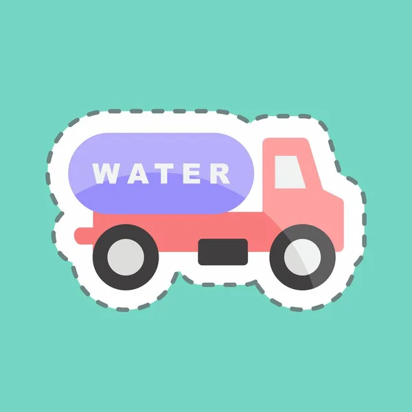 Sticker Line Cut Water Truck Suitable Community Symbol Simple Design — Vettoriale Stock
