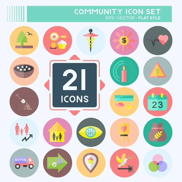 Topluluk Simgesi Ayarlandı. Eğitim sembolü için uygun. Düz stil. Basit dizayn edilebilir. tasarım şablonu. Basit gösterim