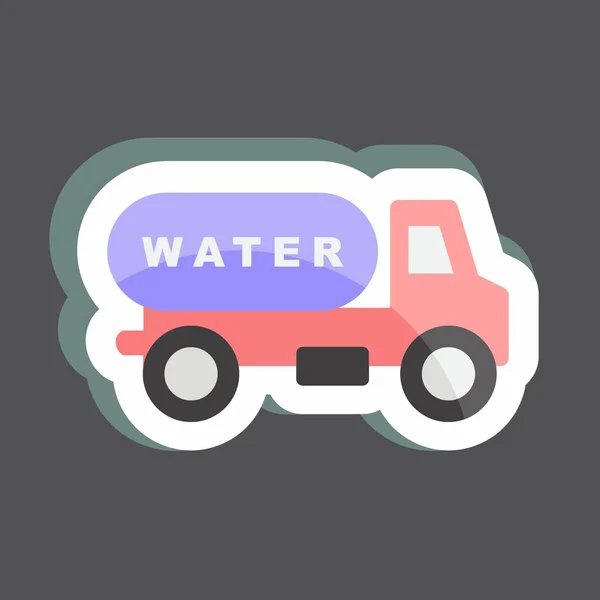 Sticker Water Truck Suitable Community Symbol Simple Design Editable Design — Archivo Imágenes Vectoriales