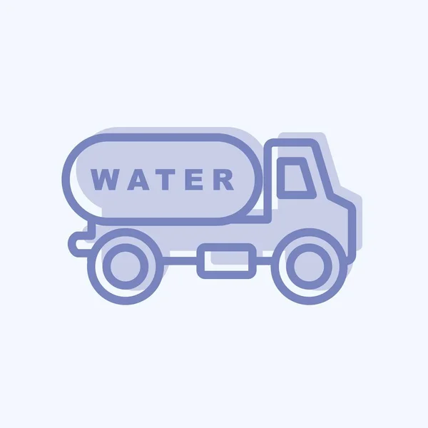 Icon Water Truck Vhodné Pro Symbol Společenství Dvoubarevný Styl Jednoduchý — Stockový vektor