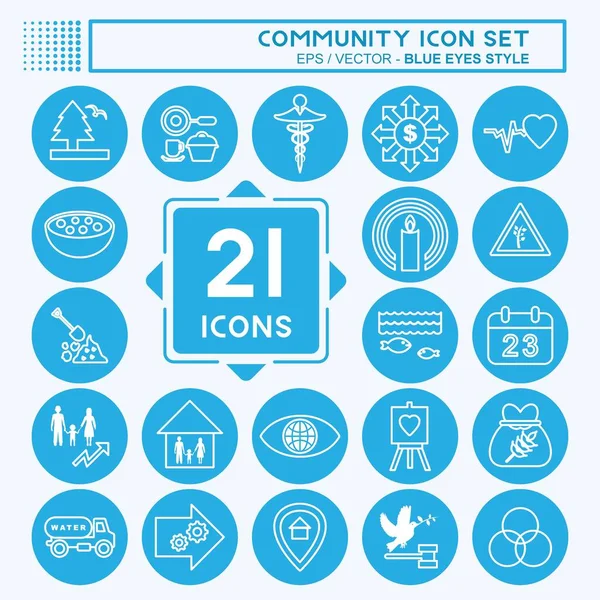 Topluluk Simgesi Ayarlandı. Eğitim sembolü için uygun. Mavi gözlü. Basit dizayn edilebilir. tasarım şablonu. Basit gösterim