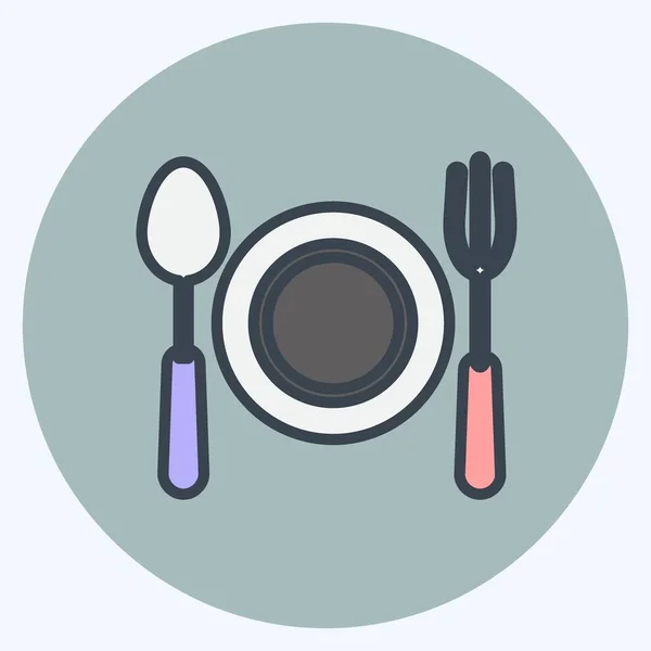 Icon Dinner Suitable Wedding Symbol Color Mate Style Simple Design — Image vectorielle