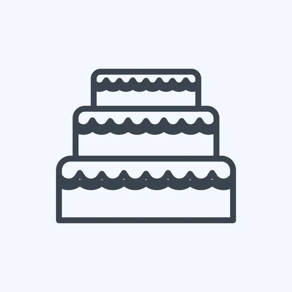 Ikone Hochzeitstorte Geeignet Für Hochzeitssymbol Linienstil Einfaches Design Editierbar Designvorlagenvektor — Stockvektor
