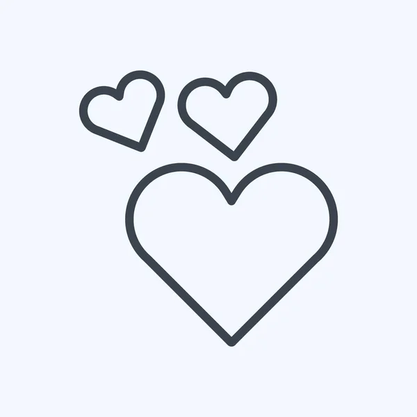 Icon Two Hearts Suitable Wedding Symbol Line Style Simple Design — Vettoriale Stock