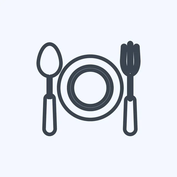 Icon Dinner Suitable Wedding Symbol Line Style Simple Design Editable — Stock Vector