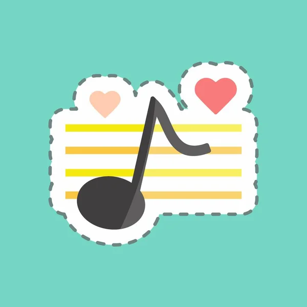 Sticker Line Cut Wedding Music Suitable Wedding Symbol Simple Design — Stock Vector