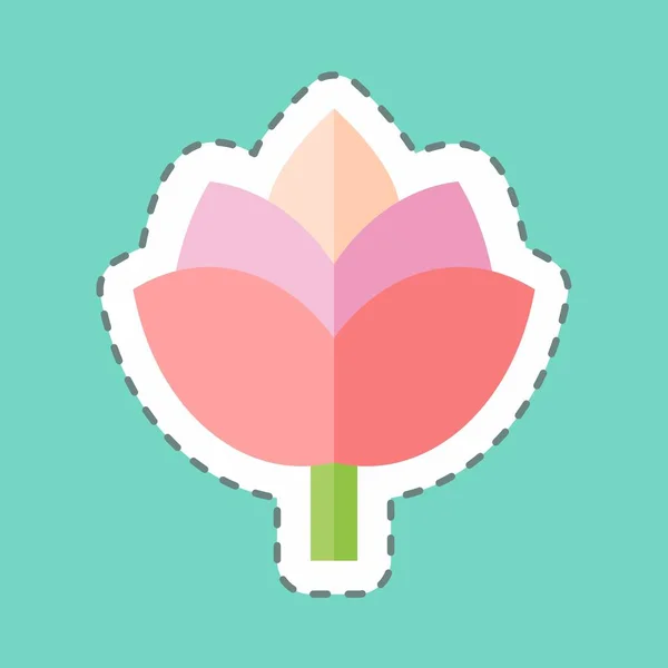 Sticker Lijn Doorgesneden Rose Geschikt Voor Wedding Symbool Eenvoudig Ontwerp — Stockvector