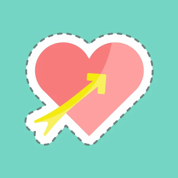 Sticker Line Cut Heart Arrow Suitable Wedding Symbol Simple Design —  Vetores de Stock