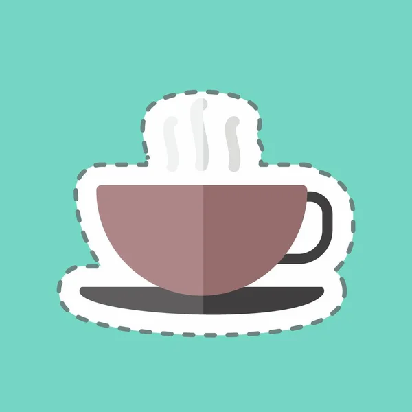 Aufkleber Linie Geschnitten Kaffeetasse Vorhanden Geeignet Für Hochzeitssymbol Einfaches Design — Stockvektor