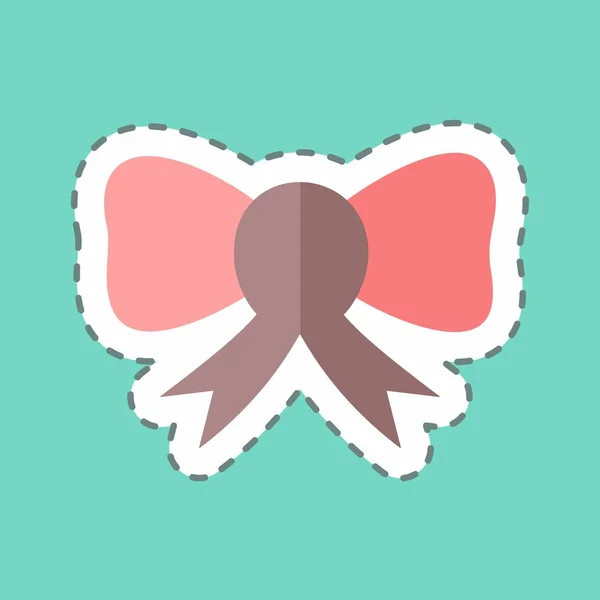 Sticker Line Cut Bow Suitable Wedding Symbol Simple Design Editable —  Vetores de Stock