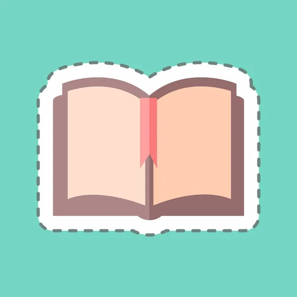 Sticker Line Cut Book Vhodný Pro Svatební Symbol Jednoduchý Design — Stockový vektor