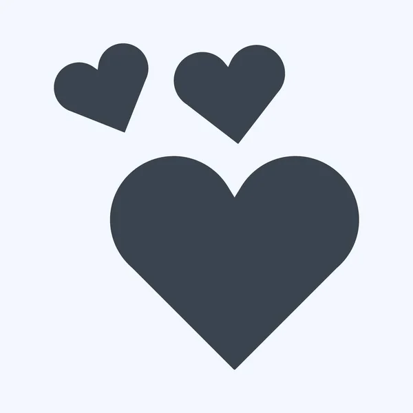Icon Two Hearts Suitable Wedding Symbol Glyph Style Simple Design — Vettoriale Stock
