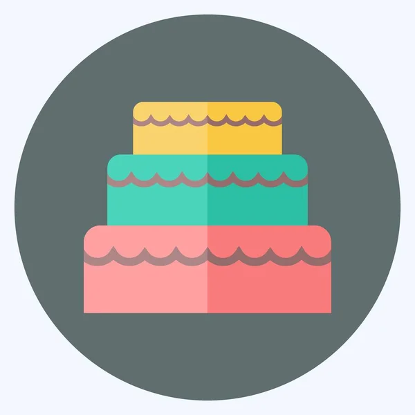 Иконный Свадебный Торт Подходит Свадебного Символа Плоский Стиль Простой Дизайн — стоковый вектор