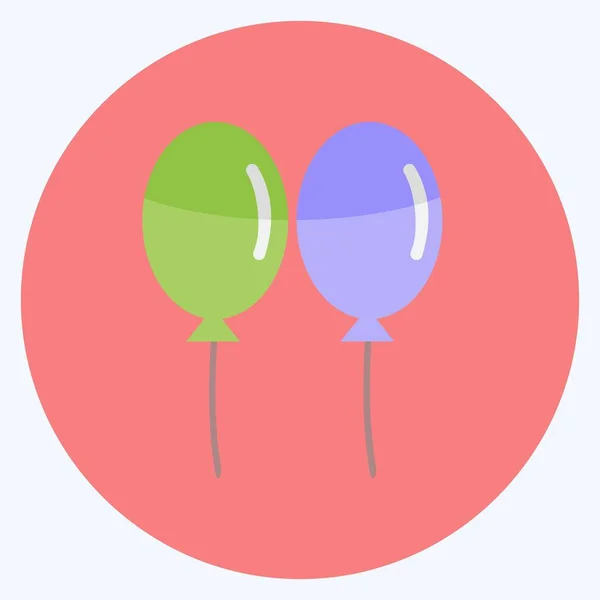 Icon Balloons Suitable Wedding Symbol Flat Style Simple Design Editable — Archivo Imágenes Vectoriales