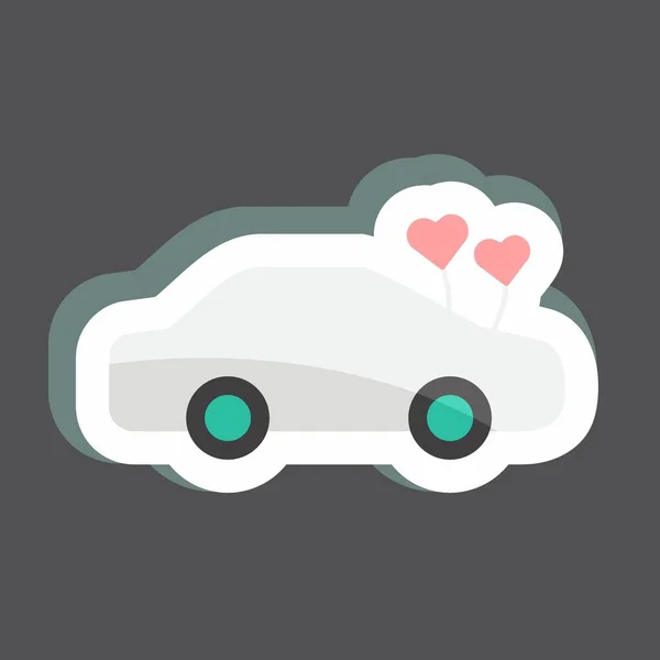 Sticker Decorated Car Suitable Wedding Symbol Simple Design Editable Design — Vector de stock